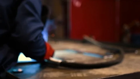 Welder worker while working Stock Footage 125800557