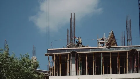 Welder working on a construction site. Stock Footage 77155350