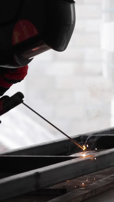 Welder Working on Construction Site in Slow Motion Stock Footage 292521325