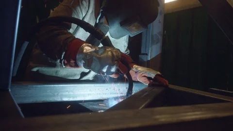 Welder working in factory Stock Footage 107457192