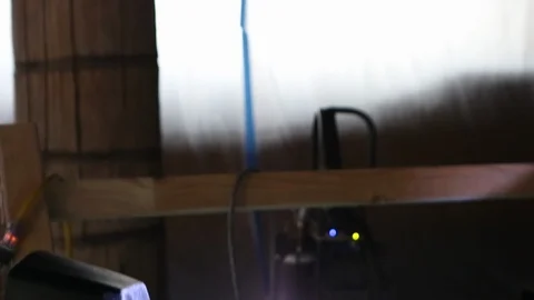 Welder working on fusing metal railing together at jobsite A Stock Footage 114926480