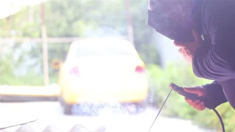 Welder Working in the garage Stock-Footage 77503210