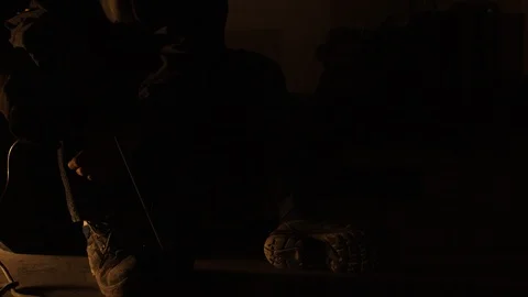 Welder working in his workshop. Welding metal Stock Footage 124524151