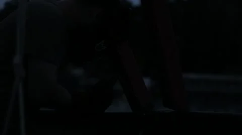 Welder working an industrial sander grinder for metal Stock Footage 53880436