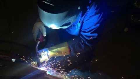 Welder working. Industrial video. Stock Footage