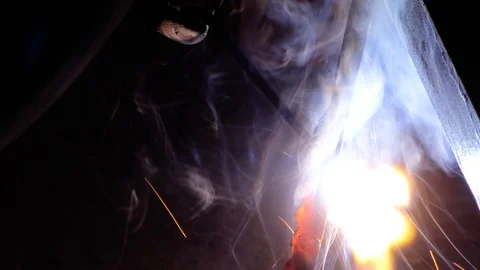 Welder working in industry with welding machine Stock Footage 86656887