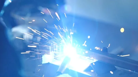 A welder working with iron welding Video stock 149229513