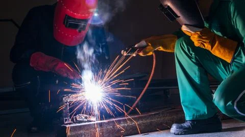 The welder is working 스톡 사진