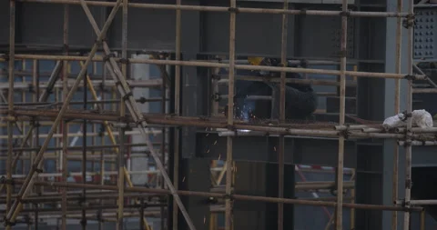 Welder working on Scaffold Stock Footage 224347800
