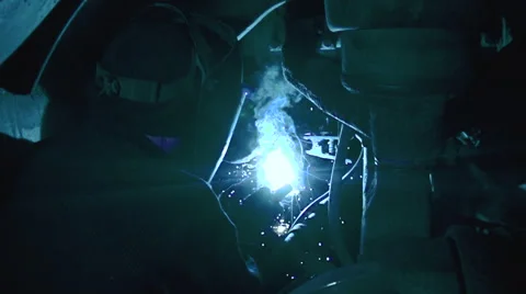 Welder is working in slow motion Stock Footage 64276143
