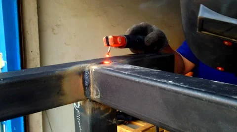 Welder working in a steel Stock Footage 46881747