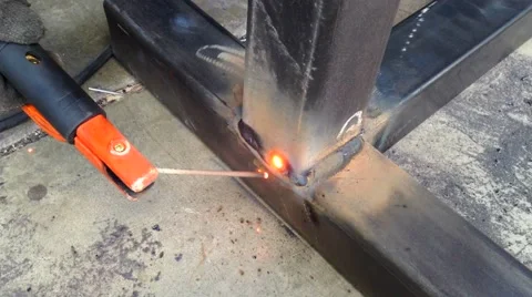Welder working in a steel Stock Footage 46885009