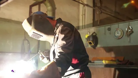 Welder works indoors Video stock 81807644