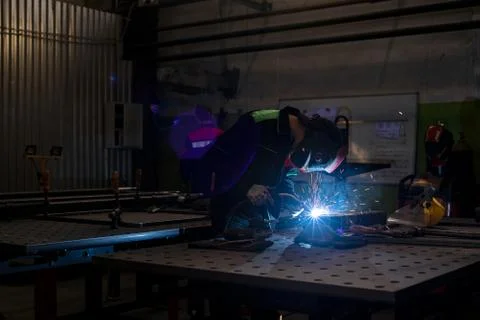 Welder in a workshop Stock Photos