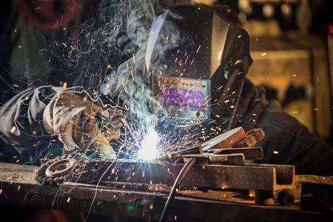 A welders in action Stock Photos