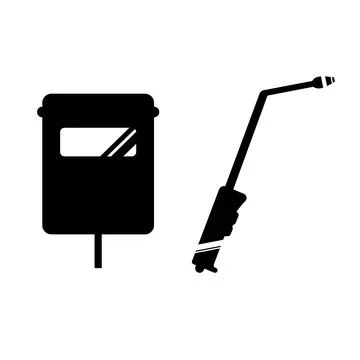 Welder's shield and welding machine vector illustration clip art silhouette Stock Illustration