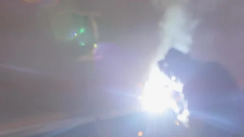 Welders welding large steel sections steel box girder of bridge. Welders weld Video stock 321431748