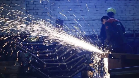 Welders at work. Welding process Stock Footage 76594955