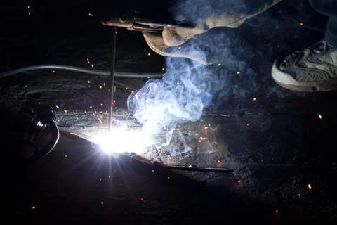 Welding in action Foto stock