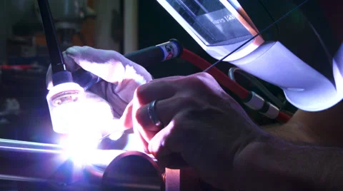 Welding aluminium parts together Stock Footage