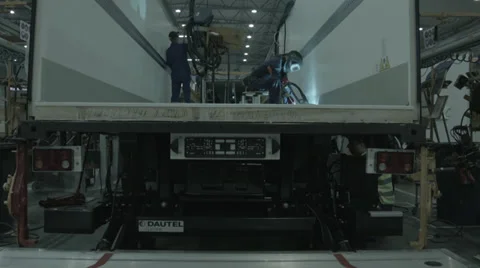 Welding and Assembly. Crane Shot. Stock Footage 33444416