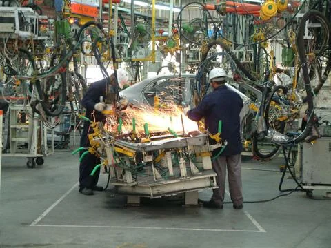 Welding at Auto Industry Foto stock