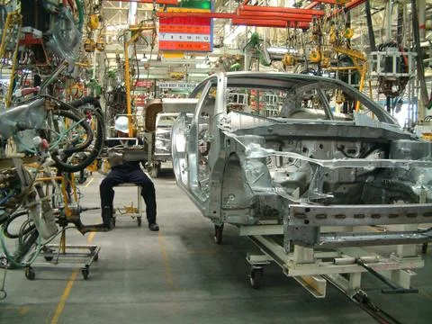 Welding at Auto Industry Stock-Fotos