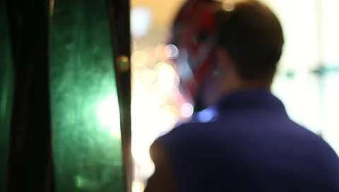 Welding behind curtain 2 Vídeo Stock 10721646