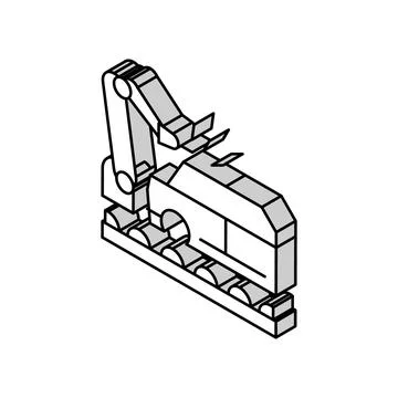 Welding car conveyor isometric icon vector illustration Illustrazione stock