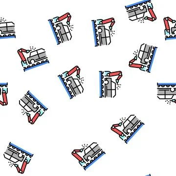 Welding car conveyor vector seamless pattern Illustrazione stock