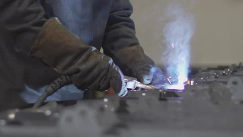 Welding close up on the factory Stock Footage 130743881