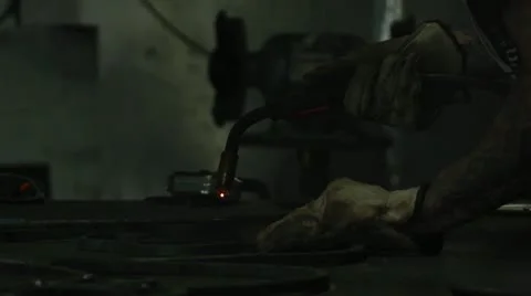 Welding Close Up With Gloves Stock Footage 12660184