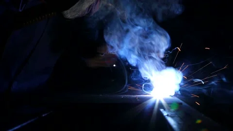 Welding close up shot against a dark background Video stock 236706980