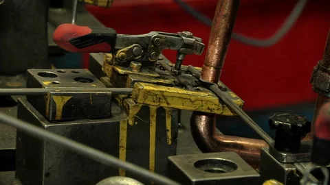 Welding of components for automobile production Stock Footage 96404887