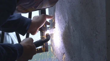 Welding at a construction site Stock Footage 86141989