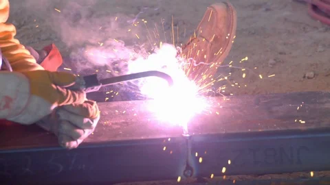 Welding at a construction site Stock Footage 86147676