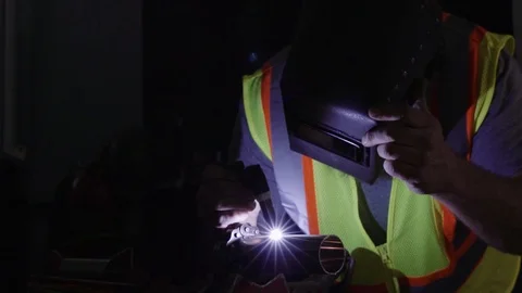 Welding On A Construction Site Stock Footage 87523965