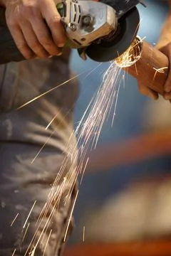 Welding to cut a pipe. Stock Photos