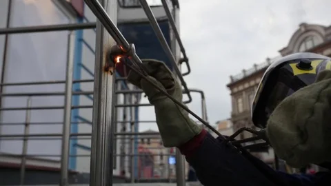 Welding during construction work Stock Footage 79615207