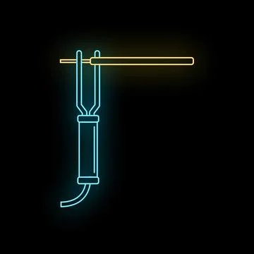 Welding electrode holder neon glow icon on black Stock Illustration