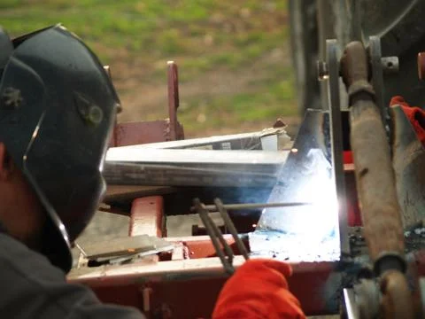 Welding with electrodes Foto stock