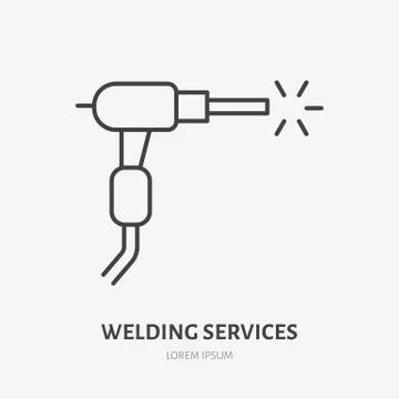 Welding flat line icon. Metal works sign. Thin linear logo for stainless steel Stock-Illustration