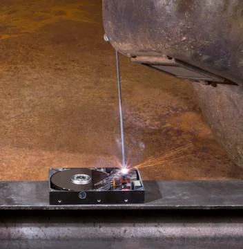 Welding a hard disk Stock Photos