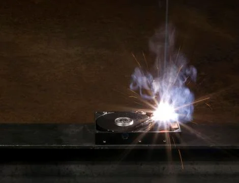 Welding a hard disk Stock Photos