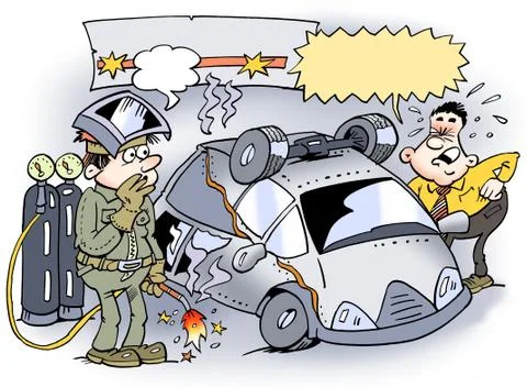 A welding have put the car wrong together Stock Illustration