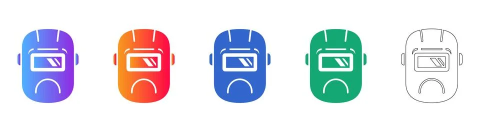 Welding Helmet Gradient Vector Icon Set 스톡 일러스트