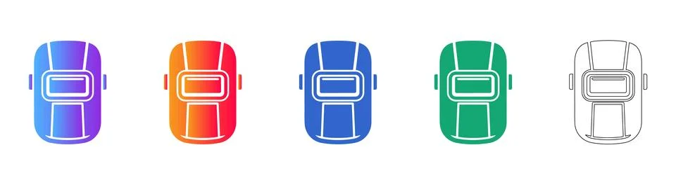 Welding Helmet Icons Set in Gradient Colors Stock-Illustration