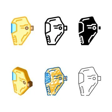 Welding helmet ppe protective equipment color multistyle icon vector Stock Illustration