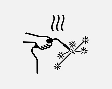 Welding Icon Welder Construction Hand Flame Torch Metal Steel Icon Sign Vector Stock Illustration