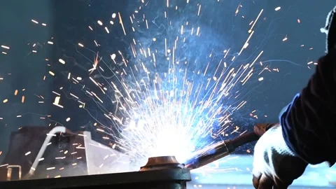 Welding. industrial arc welding work. slow motion Stock Footage 87530564